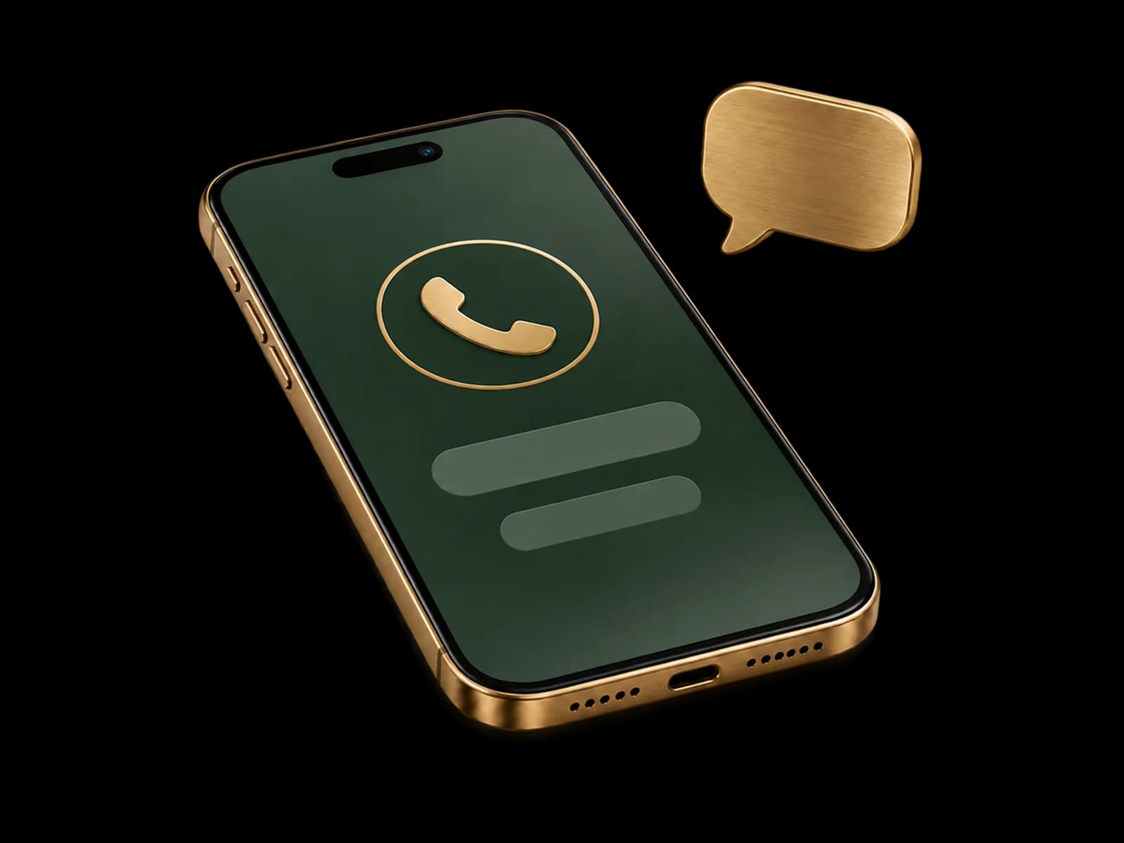 A phone showing a call button, with a speech bubble beside it