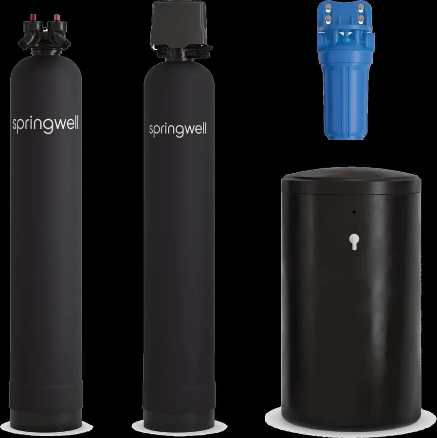 A filter tank, a softener tank, a brine tank and a pre-filter